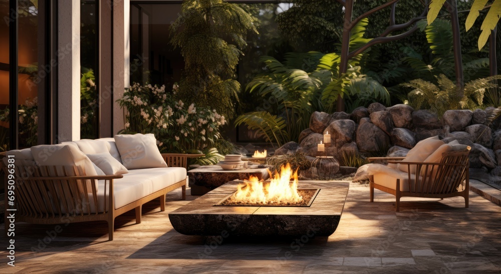 outdoor fireplace at the luxury suites julia swaim