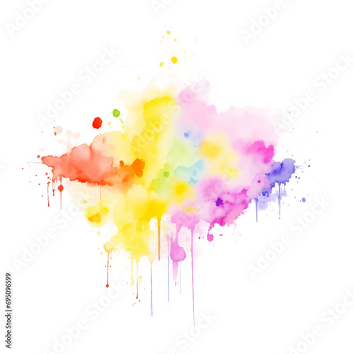 Colorful ink splashes on white, colorful watercolor splashes, colorful paint splashes