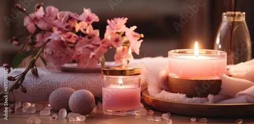 pink spa items on a table