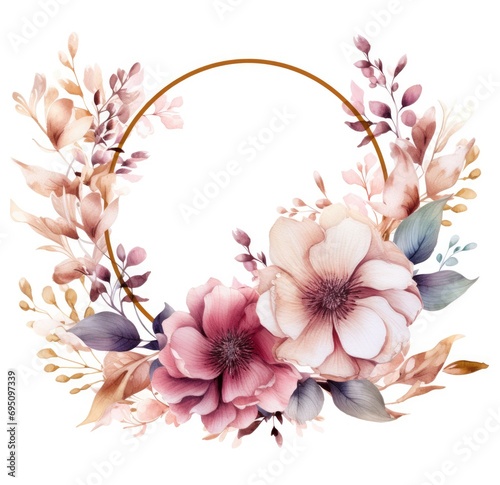 white frame with flower surrounded by gold leafs