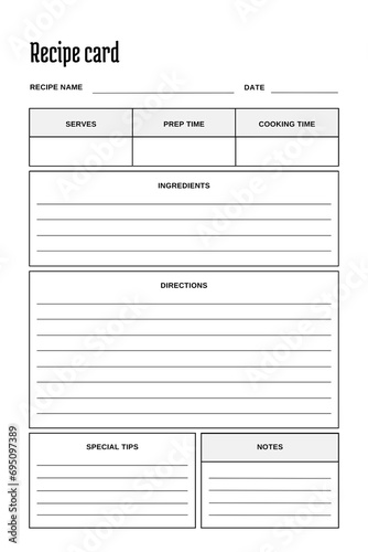 White blank paper blank recipe book template, v5