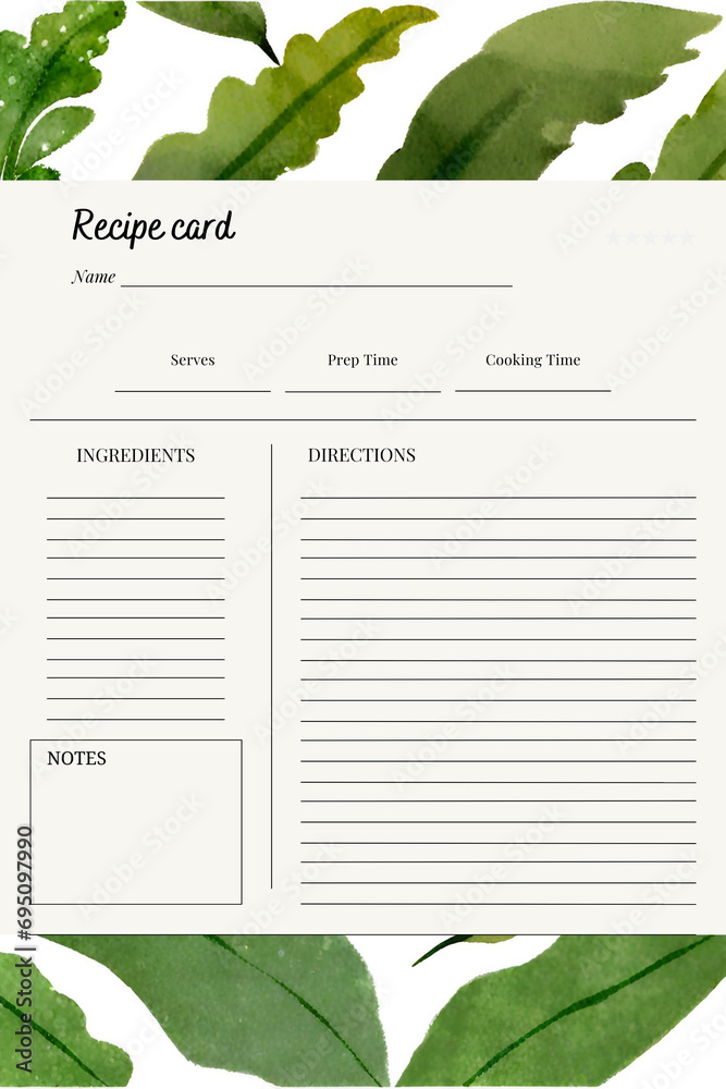 Blank Recipe Book Printable Template, Blank Pages Sheet Organizer ...