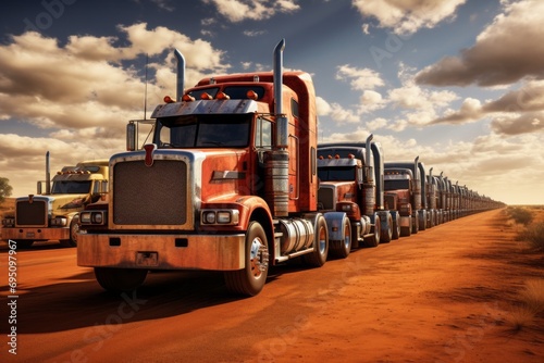 Car freight transport through the desert, close-up truck on sandy desert roads © serz72