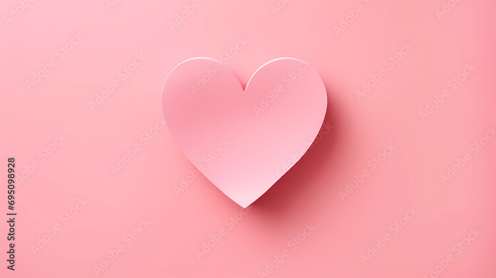 pink paper heart on pink background, Valentine’s Day pink paper heart on pink background, Valentine’s Day