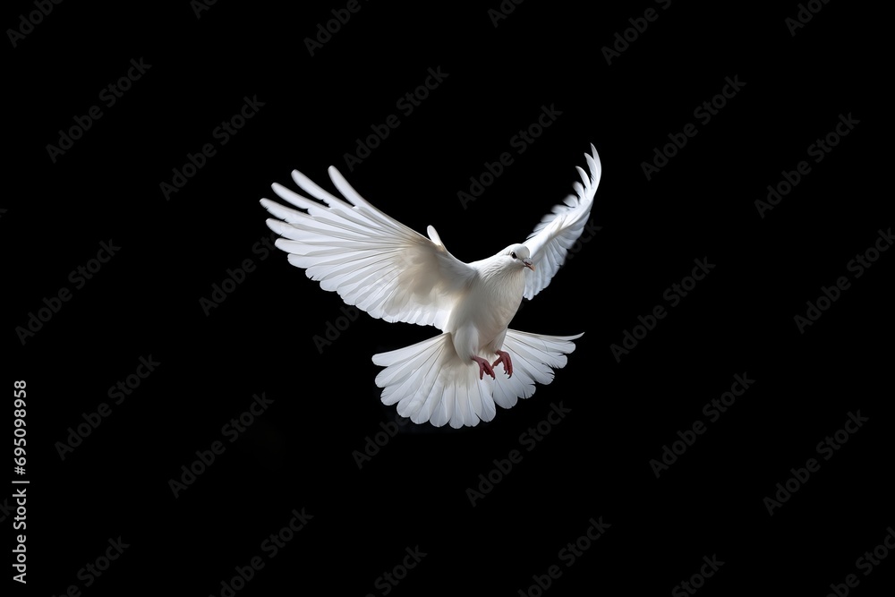 White dove on a black background, funeral - obrazy, fototapety, plakaty 
