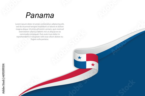 Wave flag of Panama with copyspace background