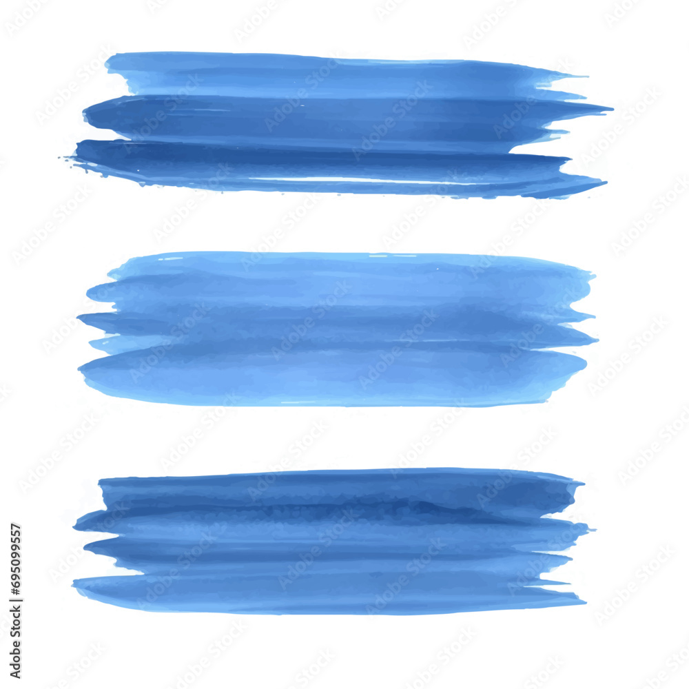 set of blue paint strokes set of blue paint strokes