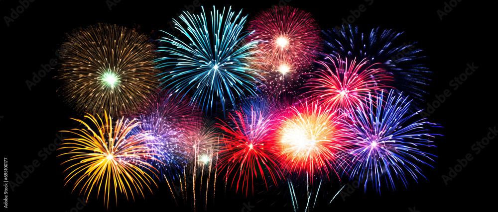 Fireworks in the sky. Sparkling Countdown, Explosive Fireworks Light Up the Night in a Spectacular New Year's Eve Display. Fireworks in the sky. Sparkling Countdown, Explosive Fireworks Light Up the Night in a Spectacular New Year's Eve Display.