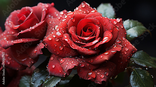 Rain-kissed rose petals