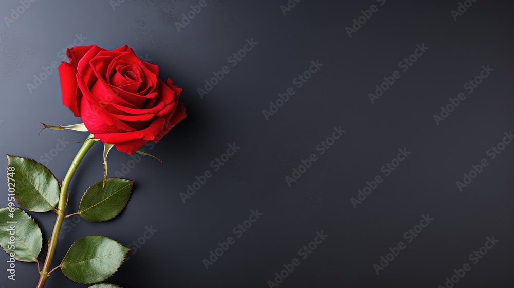 Single Red Rose with Ample Blank Space for Text Single Red Rose with Ample Blank Space for Text