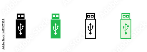 Usb icon set. Flash disk icon vector