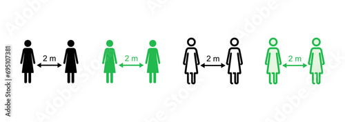 Social distancing icon set. social distance icon. self quarantine sign