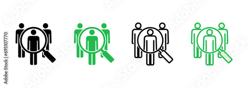 Hiring icon set. Search job vacancy icon. Human resources concept. Recruitment