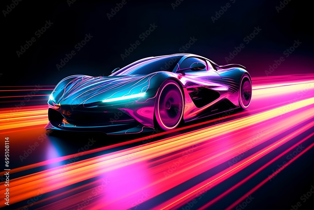 Dynamic Neon Pursuit, sports car, captivating image, high-speed pursuit, dynamic elegance Dynamic Neon Pursuit, sports car, captivating image, high-speed pursuit, dynamic elegance