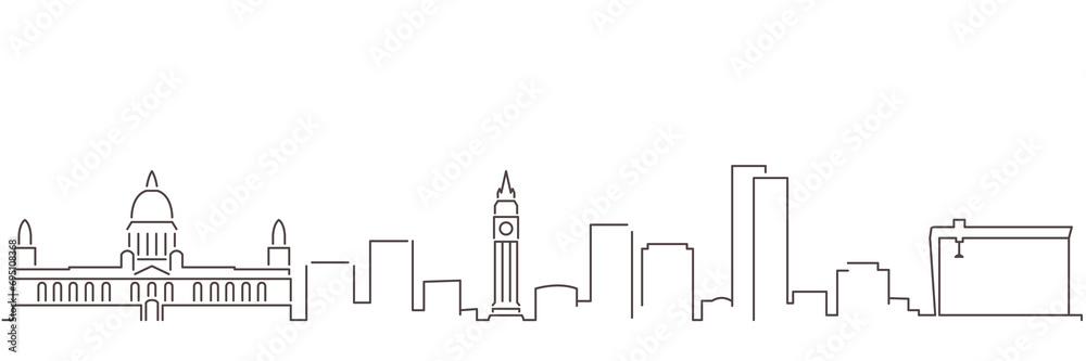 Belfast Dark Line Simple Minimalist Skyline With White Background Belfast Dark Line Simple Minimalist Skyline With White Background