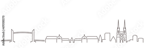 Bordeaux Dark Line Simple Minimalist Skyline With White Background