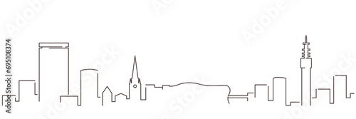 Birmingham Dark Line Simple Minimalist Skyline With White Background