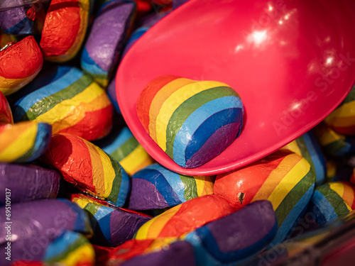 Rainbow chocolate heart candies
