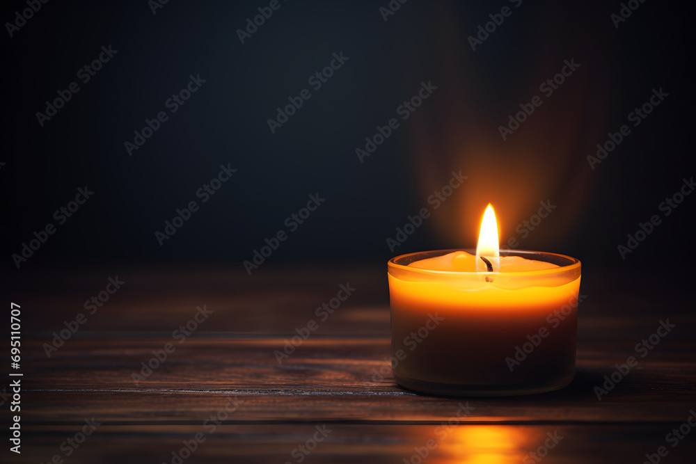 Einzige Glut: Einzelne Kerze mit bezauberndem Bokeh für eine atmosphärische Lichtstimmung Einzige Glut: Einzelne Kerze mit bezauberndem Bokeh für eine atmosphärische Lichtstimmung