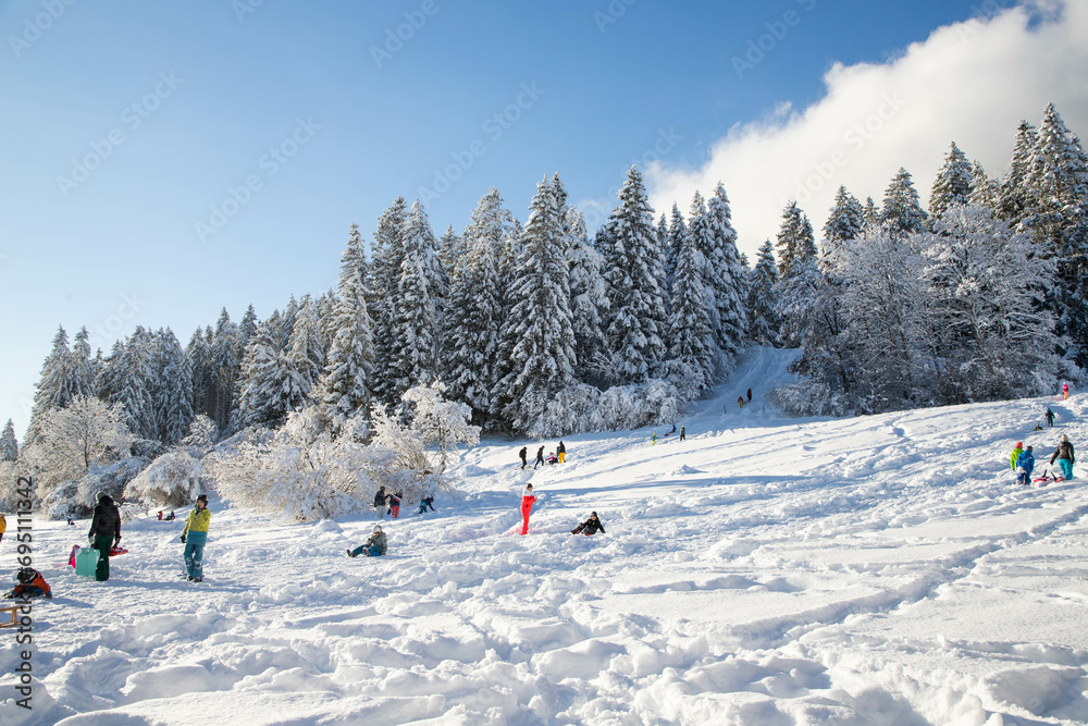 wintertime in small german village covered with snow Garmish-Partenkirchen