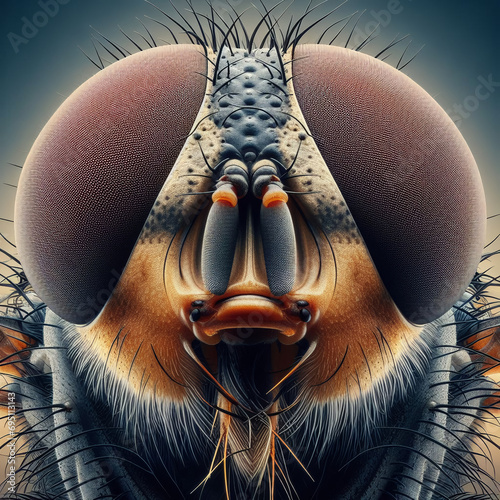 macro photo of a fly's face showing beautiful eye details