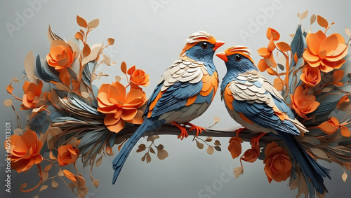 A Couple of Birds Sitting on Top of a Tree Branch © Usman