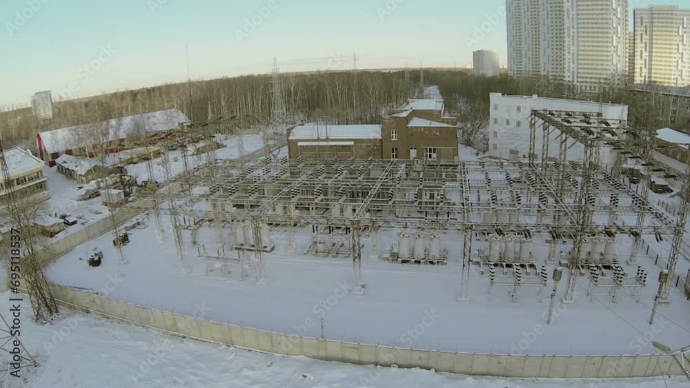 Power supply station near residential houses.