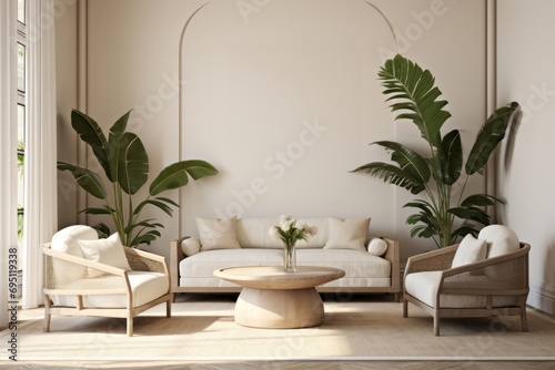 modern living room with furniture and plants