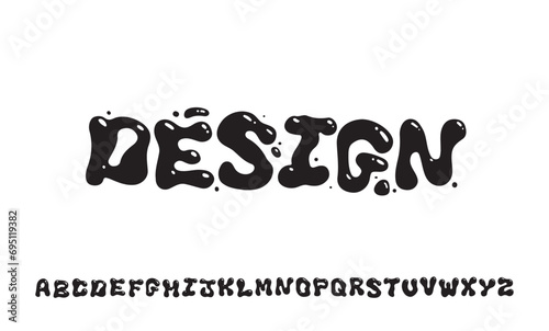 Vector Hand Drawn Alphabet. Trendy Liquid  and Groovy Letters. Decorative Artistic Font. Y2K Letters Style. photo