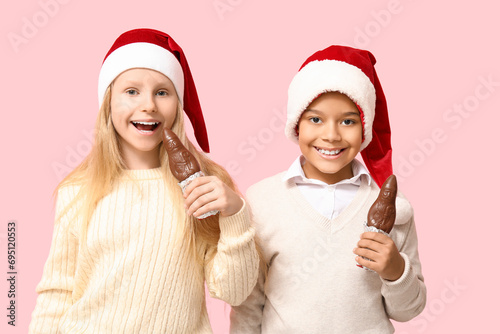 Happy children in Santa hat...