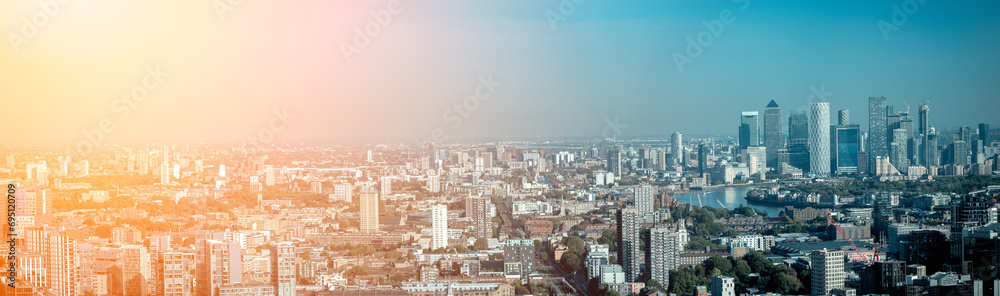Panorama of London city at sunlight