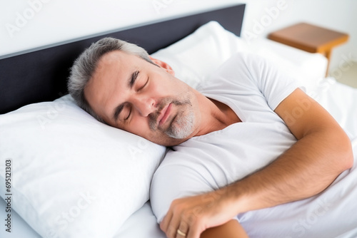 A Man Sleeping on a Bed With His Eyes Closed