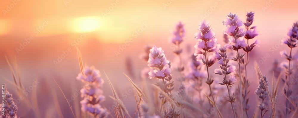 Obraz premium lavender field at sunset