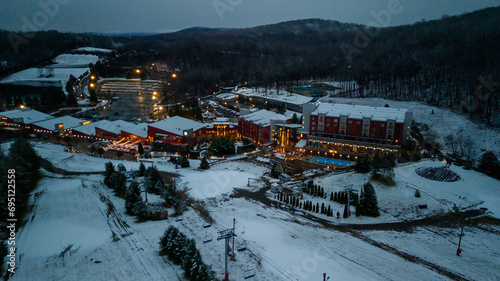 Aerial of Poconos Moutain in the Winter 
