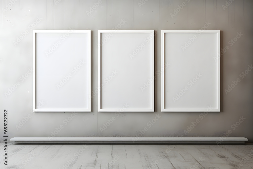 Kreative Leere: Bilderrahmen an einer Wand bieten Raum für individuelle Mock-Ups und Designideen Kreative Leere: Bilderrahmen an einer Wand bieten Raum für individuelle Mock-Ups und Designideen
