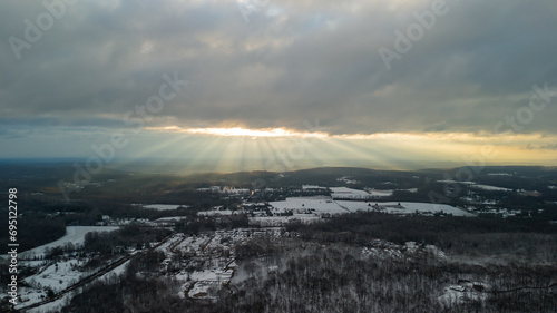 Aerial of Poconos Moutain in the Winter 