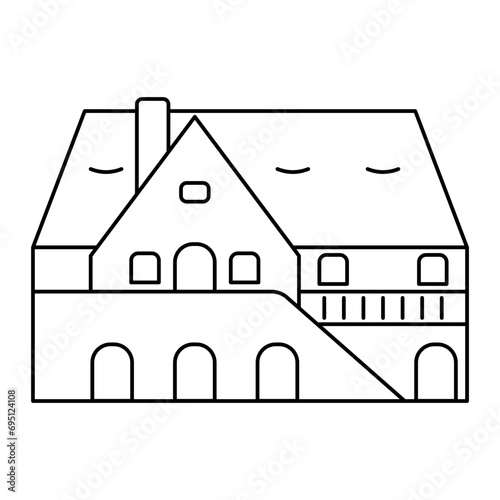 Buildings and civilization icon design with line style