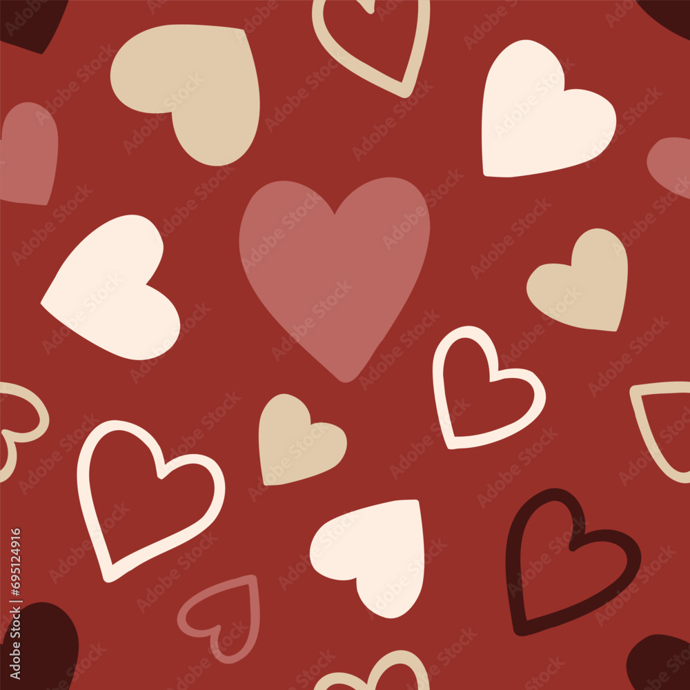 Valentine's Day Pattern Scattered Hearts Red Valentine's Day Pattern Scattered Hearts Red