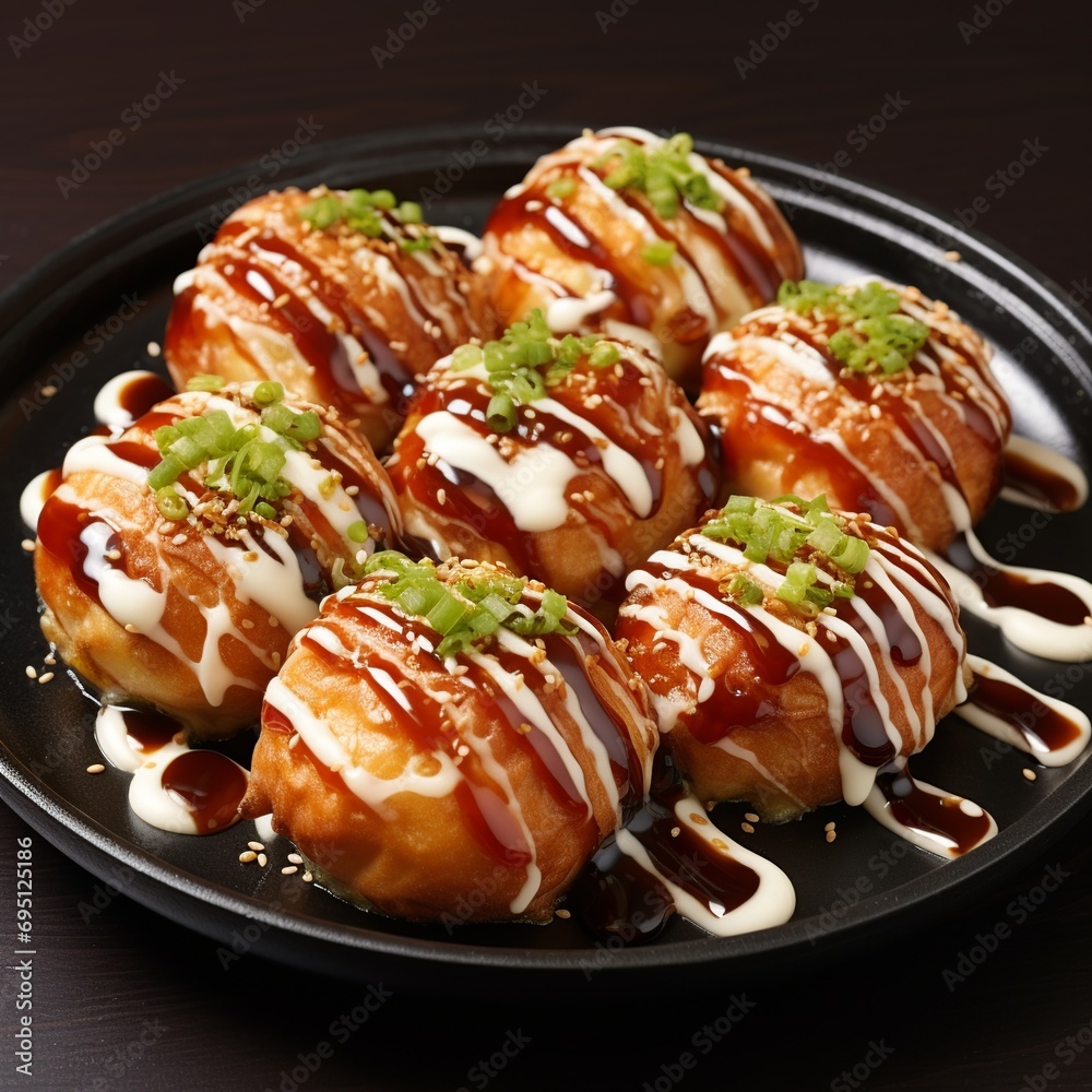 Takoyaki Temptation: Delightful Octopus Balls in Minimalist Style