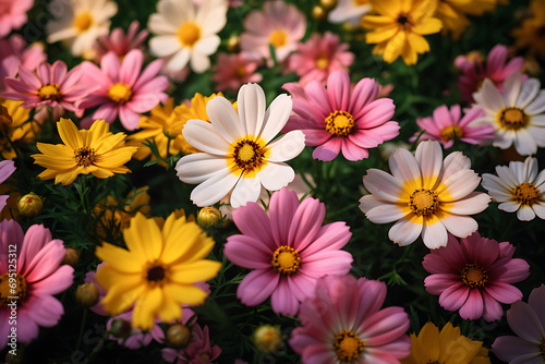 beautiful spring background of summer daisy flowers