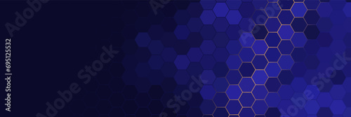 future modern blue gold hexagon background