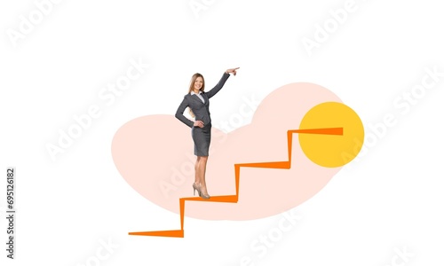young business person climbing upstairs for success concept