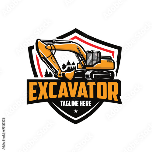 Excavator Company Badge Logo Vector. Best for Excavating Related Industry Logo