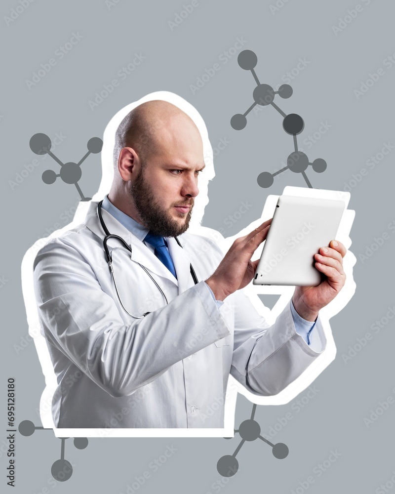 Scientific collage of doctor analyze virus vaccination Scientific collage of doctor analyze virus vaccination