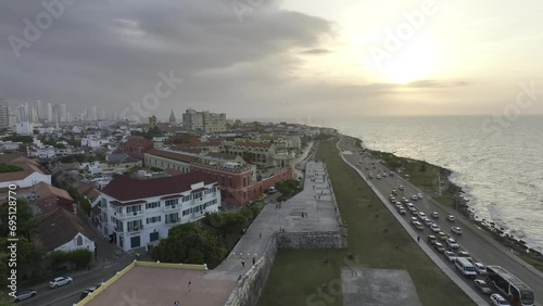 Sunset landscape of cartagena colombia