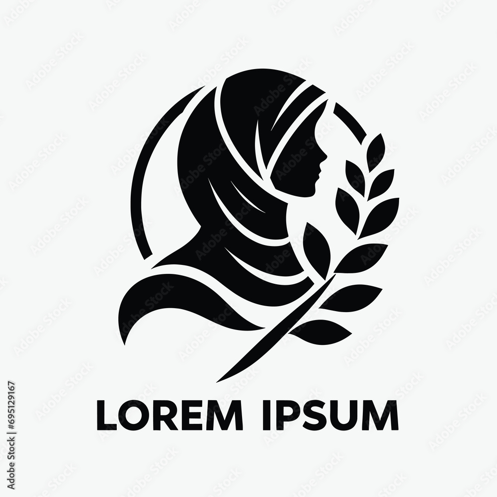 Fototapeta premium hijab vector black logo, hijab fashion logo vector symbol, Women Hijab Beauty Vector Logo Template