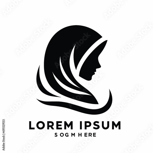 hijab vector black logo, hijab fashion logo vector symbol, Women Hijab Beauty Vector Logo Template