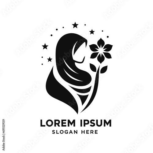 hijab vector black logo, hijab fashion logo vector symbol, Women Hijab Beauty Vector Logo Template