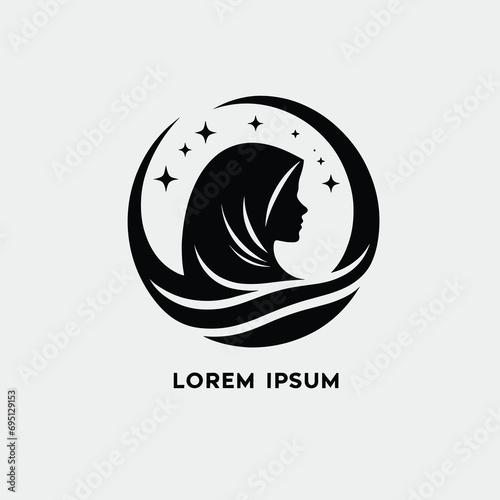 hijab vector black logo, hijab fashion logo vector symbol, Women Hijab Beauty Vector Logo Template