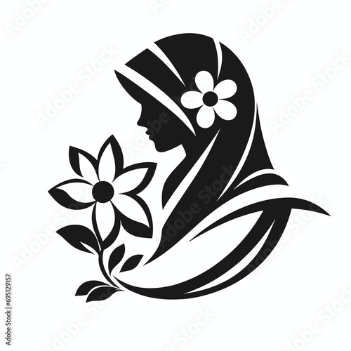 hijab vector black logo, hijab fashion logo vector symbol, Women Hijab Beauty Vector Logo Template